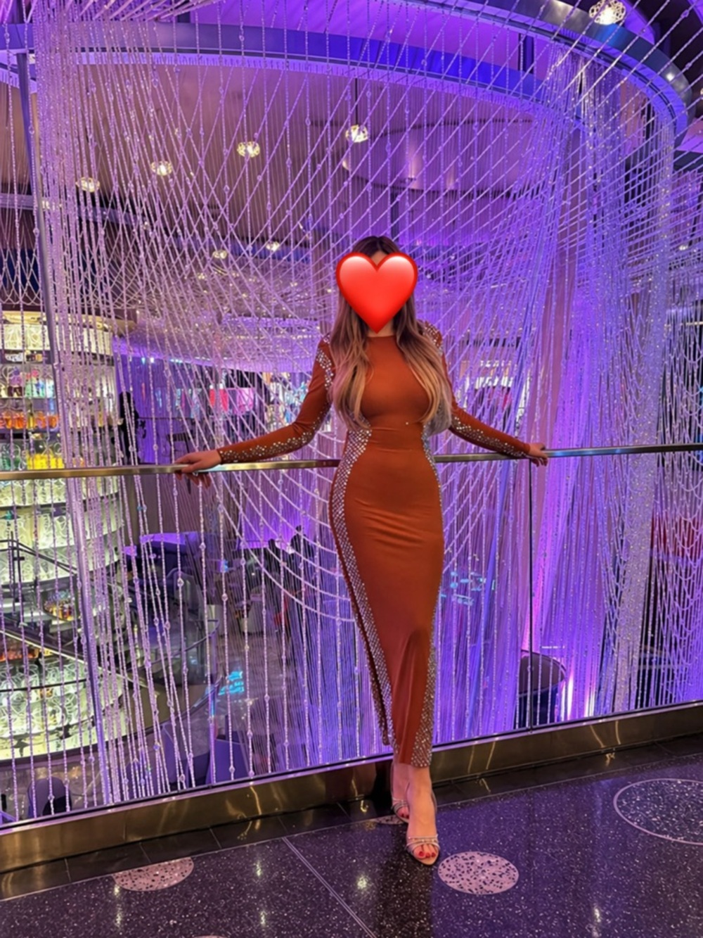 Long-Sleeve Rust Bodycon Dress with Crystal Side Trim your dream dress